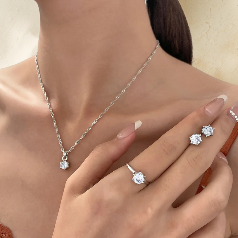 Elegance Set – Komplet 5 Elementów z Cyrkonią